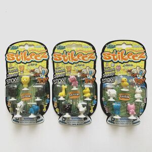 3 pk 15 pc Total Zing STIKEEZ Mini Figures Suction Cup Pop Toys Squishy Sticky